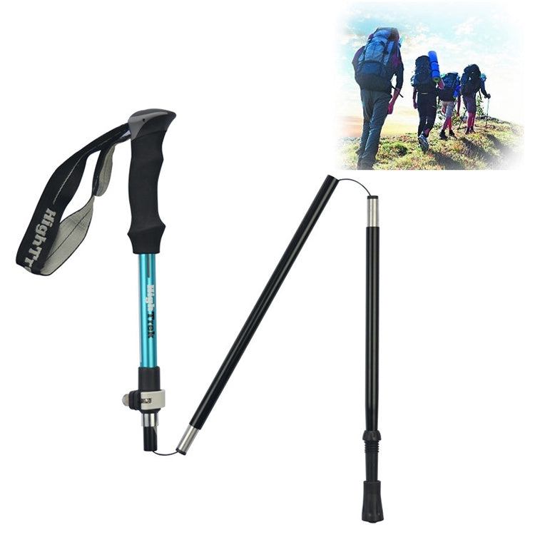 Outdoor Mountaineering Portable Foldable Ultra light Aluminium Alloy Alpenstocks Trekking Poles, Length : 35-125CM (Blue) Eurekaonline
