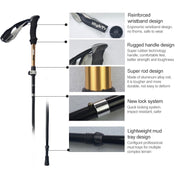 Outdoor Mountaineering Portable Foldable Ultra light Aluminium Alloy Alpenstocks Trekking Poles, Length : 35-125CM (Red) Eurekaonline