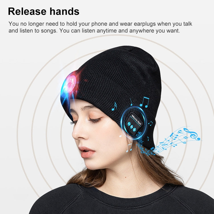 Outdoor Night Running Night Fishing LED Light Illumination Bluetooth 5.0 Knitted Hat (Grey) Eurekaonline