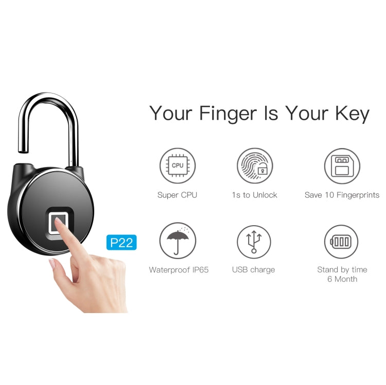 P22 Intelligent Waterproof Anti-theft Fingerprint Security Door Padlock Eurekaonline