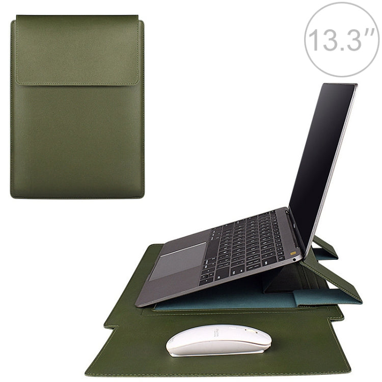 PU05 Sleeve Leather Case Carrying Bag for 13.3 inch Laptop(Green) Eurekaonline