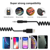PULUZ 3.5mm TRRS Male to 8 Pin Male Live Microphone Audio Adapter Spring Coiled Cable for iPhone, Cable Stretching to 100cm(Black) Eurekaonline
