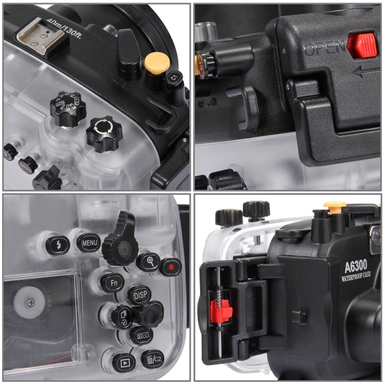 PULUZ 40m Underwater Depth Diving Case Waterproof Camera Housing for Sony A6300 (E PZ 16-50mm F3.5-5.6 OSS)(Black) Eurekaonline