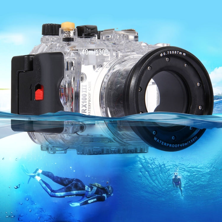 PULUZ 40m Underwater Depth Diving Case Waterproof Camera Housing for Sony RX100 III(Transparent) Eurekaonline