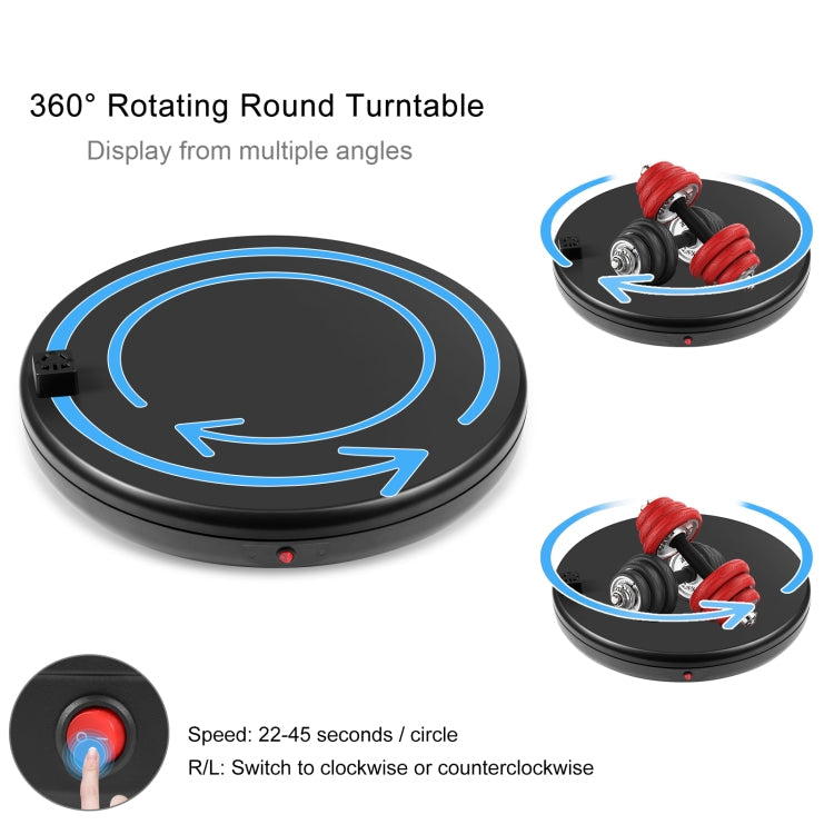 PULUZ 45cm Remote Control Adjusting Speed Rotating Turntable Display Stand with Power Socket, Black, Load 100kg(EU Plug) Eurekaonline