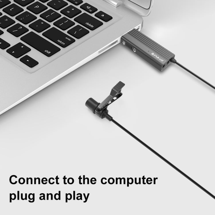 PULUZ USB Clip-on Wired Lapel Mic Recording Microphone Lavalier Silent Condenser Microphone (Black) Eurekaonline