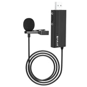 PULUZ USB Clip-on Wired Lapel Mic Recording Microphone Lavalier Silent Condenser Microphone (Black) Eurekaonline