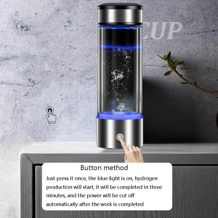 Portable Health Hydrogen-Rich Water Cup High-Concentration Negative Ion Electrolysis Generator, Capacity: 450ml(Black) Eurekaonline