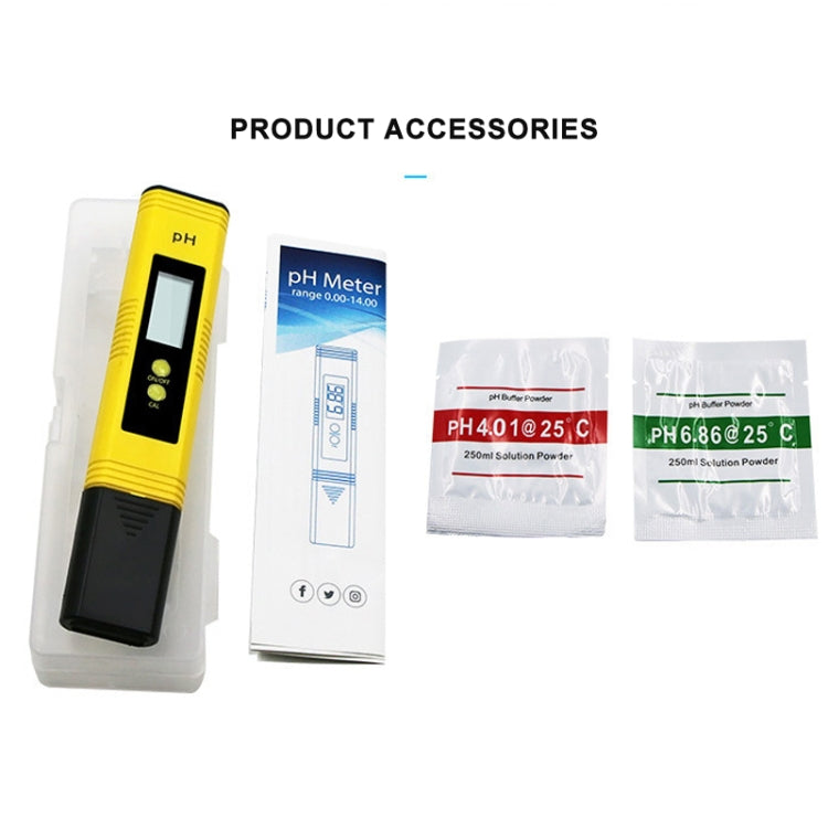 Portable High-precision PH Test Pen PH Acidity Meter PH Water Quality Detection Instrument(Yellow) Eurekaonline
