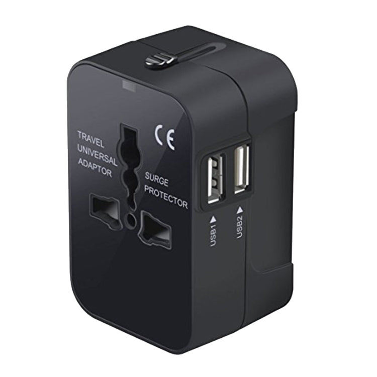 Portable Multi-function Dual USB Ports Global Universal Travel Wall Charger Power Socket, For iPad , iPhone, Galaxy, Huawei, Xiaomi, LG, HTC and Other Smart Phones, Rechargeable Devices(Black) Eurekaonline