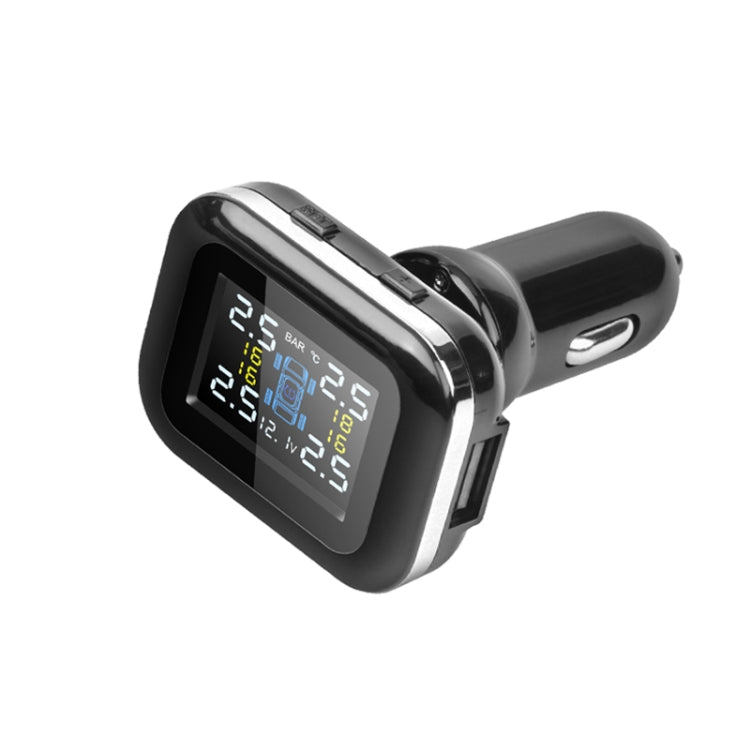 Q3 Mini Cigarette Lighter Car Wireless Tire Pressure Monitoring System TPMS Car Temperature Voltage Tire(Black) Eurekaonline