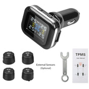 Q3 Mini Cigarette Lighter Car Wireless Tire Pressure Monitoring System TPMS Car Temperature Voltage Tire(Black) Eurekaonline