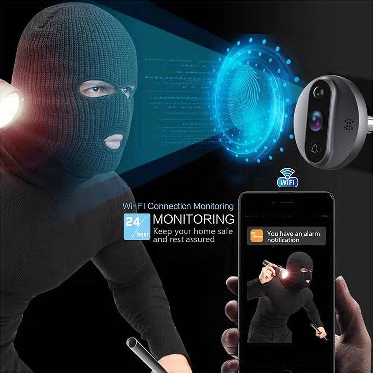 R9 4.3 inch WiFi Smart Video Visual Electronic Peephole Doorbell (Black) Eurekaonline