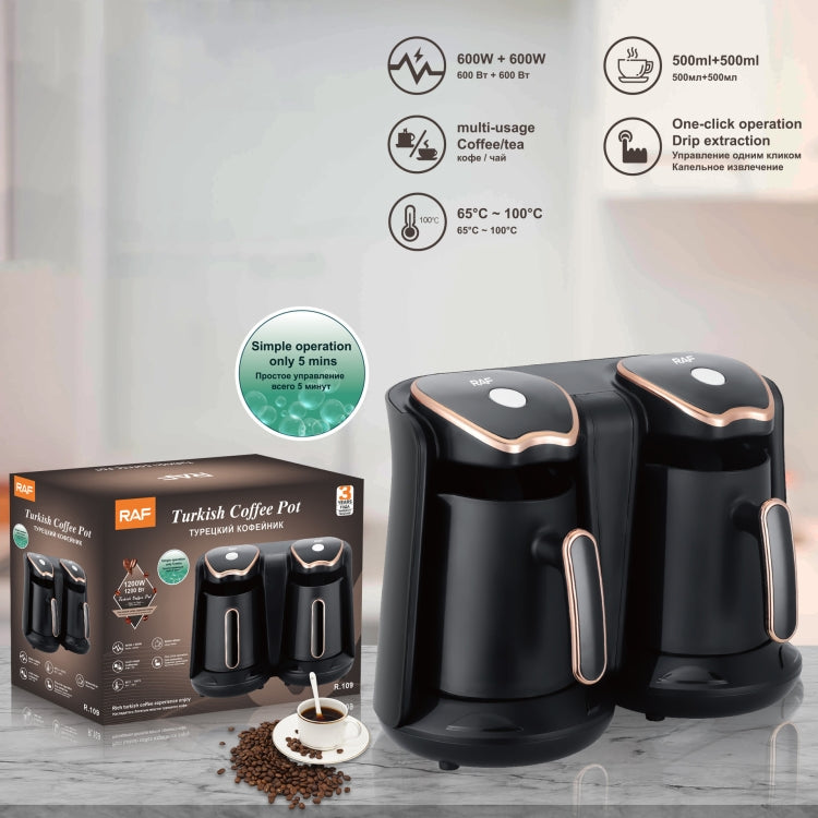 RAF R.109 Household Heating Coffee Pot Portable Office Coffee Tea Maker, EU Plug(Black Gold) Eurekaonline