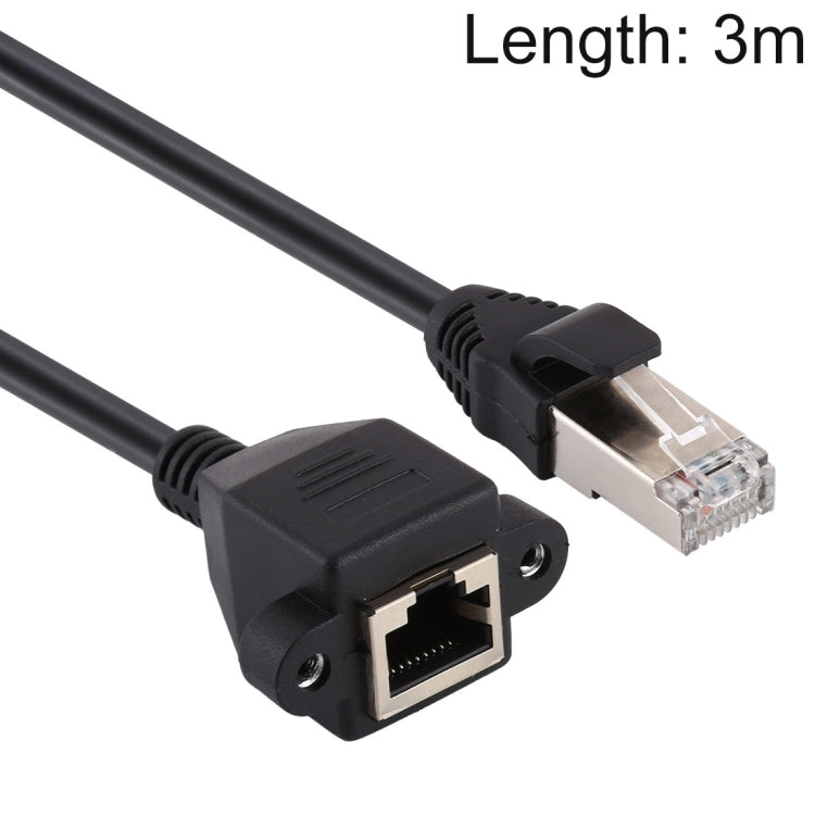 RJ45 Female to Male CAT6E Network Panel Mount Screw Lock Extension Cable, Length: 3m Eurekaonline