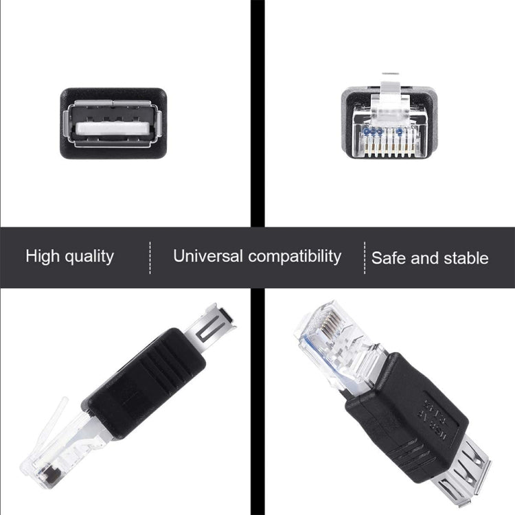 RJ45 Male to USB AF Adapter(Black) Eurekaonline
