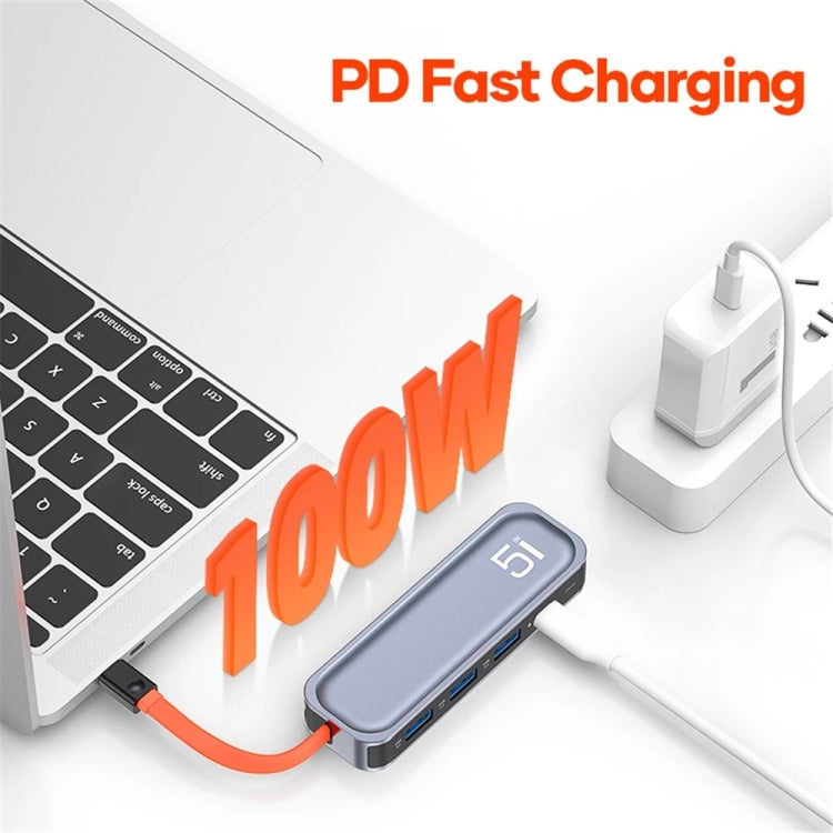 ROCK RT16 5 In 1 Type-C / USB-C to HDMI + 4 USB 3.0 Multi-function Docking Station HUB Converter Expansion Dock Eurekaonline
