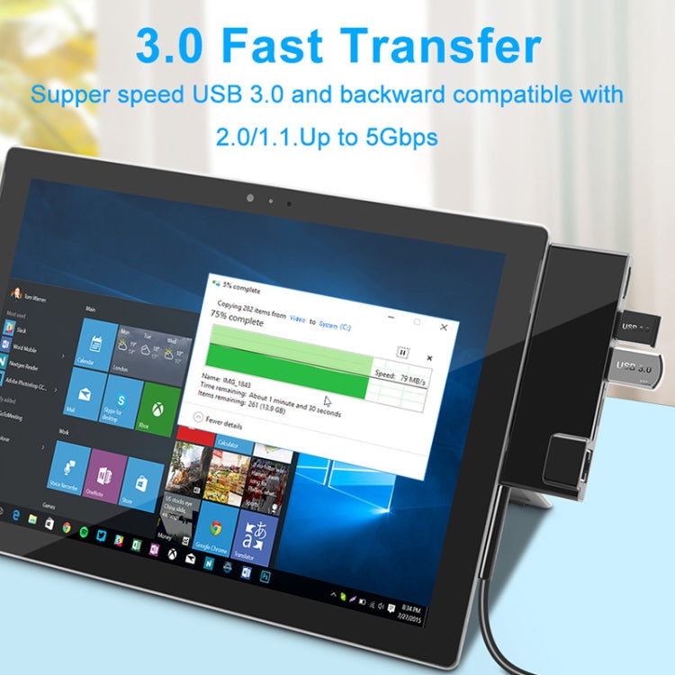 ROCKETEK SK-SH3L RJ45 + 2 x USB 3.0 + HDMI + SD / TF Memory Card Reader HUB 4K HDMI Adapter(Black) Eurekaonline