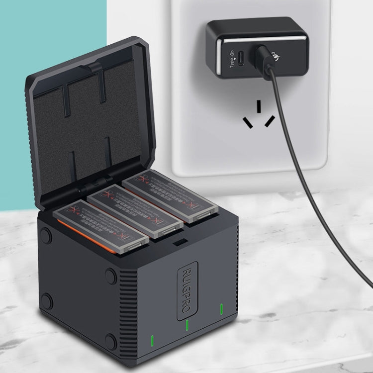 RUIGPRO USB Triple Batteries Housing Charger Box with LED Indicator Light for DJI OSMO Action Eurekaonline