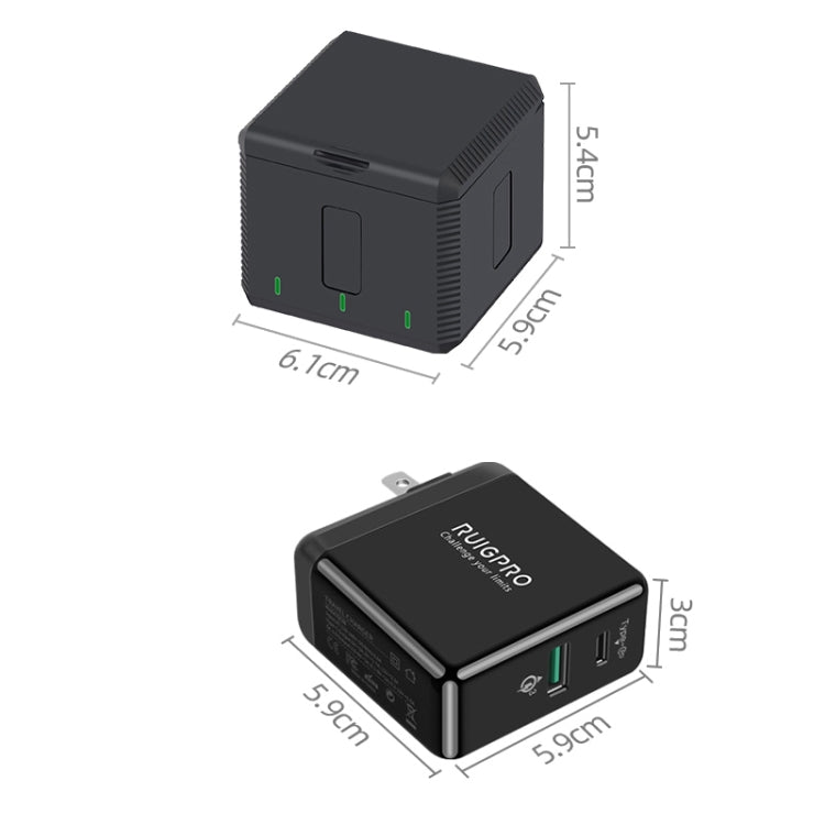 RUIGPRO USB Triple Batteries Housing Charger Box with LED Indicator Light for DJI OSMO Action Eurekaonline
