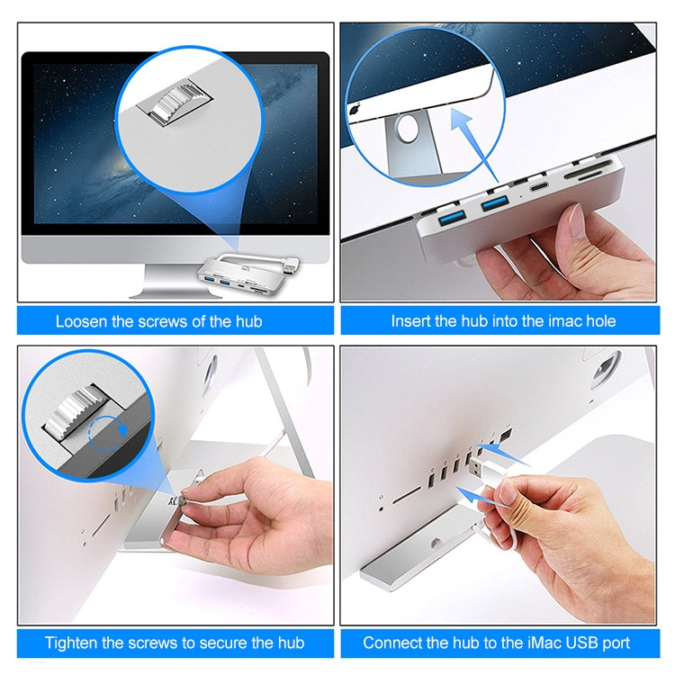 Rocketek For iMac USB3.0 x 3 + SD / TF Multi-function HUB Expansion Dock Eurekaonline