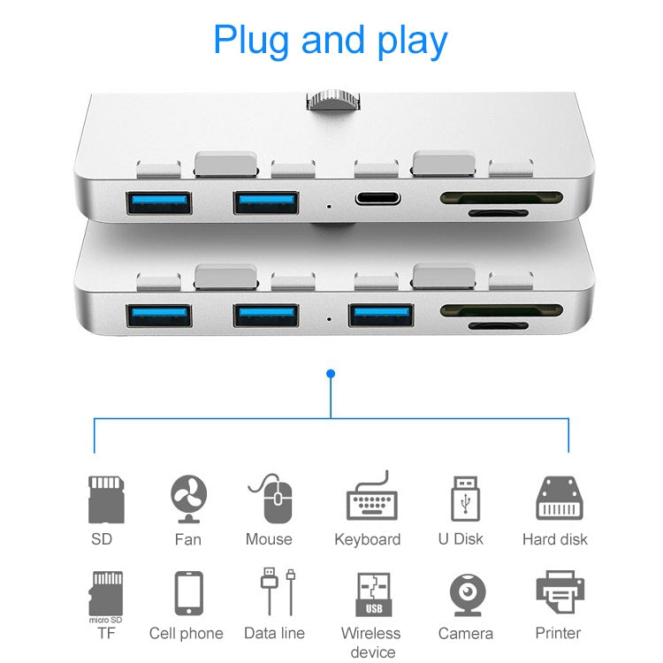 Rocketek For iMac USB3.0 x 3 + SD / TF Multi-function HUB Expansion Dock Eurekaonline