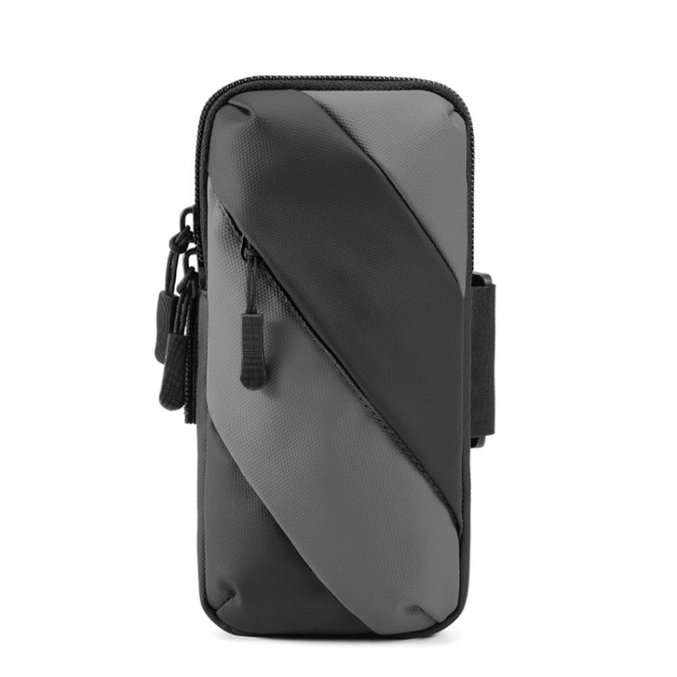 Running Mobile Phone Arm Bag Outdoor Equipment Wrist Bag(Black Gray) Eurekaonline