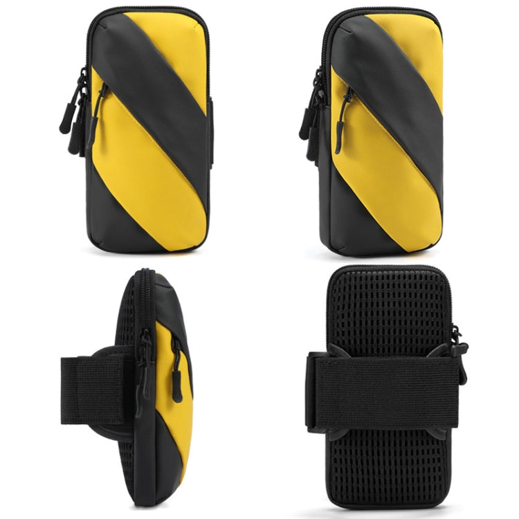 Running Mobile Phone Arm Bag Outdoor Equipment Wrist Bag(Black Yellow) Eurekaonline