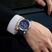 SANDA 7001 Leather Strap Luminous Waterproof Mechanical Watch(Silver Blue) Eurekaonline
