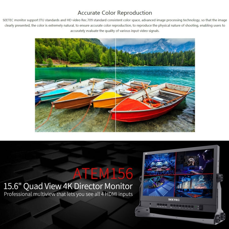 SEETEC ATEM156 1920x1080 15.6 inch IPS Screen HDMI 4K HD Live Broadcast Camera Field Monitor, Support Four Screen Split Eurekaonline