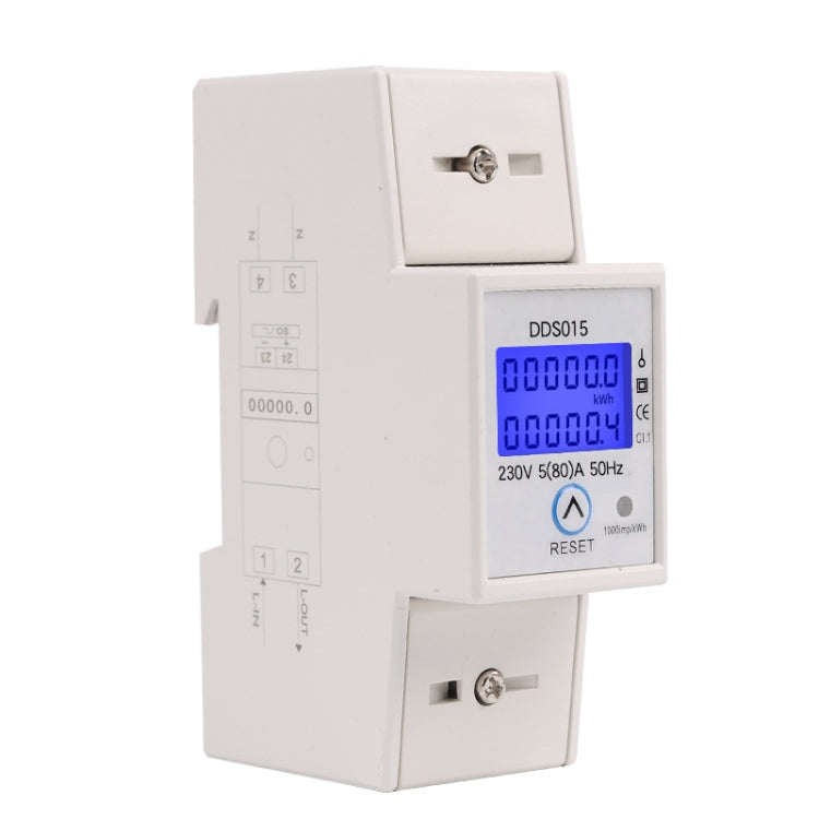 SINOTIMER DDS015 Backlight Display Single-phase Household Rail Energy Meter 5-80A 230V Eurekaonline