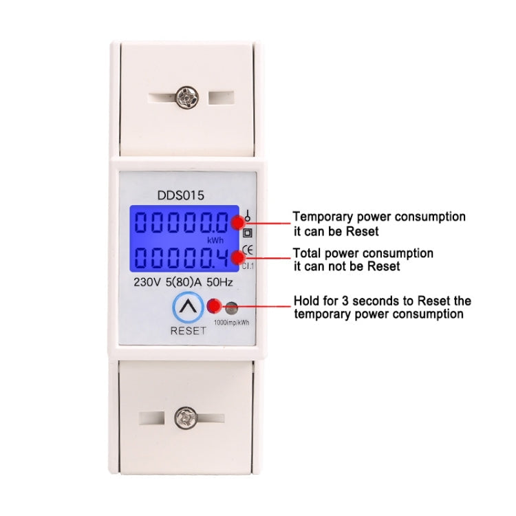 SINOTIMER DDS015 Backlight Display Single-phase Household Rail Energy Meter 5-80A 230V Eurekaonline