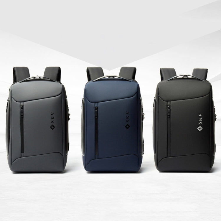 SKV B20430 Men Large Capacity Commute Computer Bag Business Casual Backpack(Blue) Eurekaonline