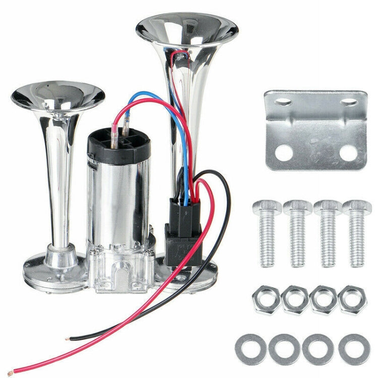 ST-1018S 600DB Double-tube Metal Conjoined Electric Pump Car Horn with Relay Eurekaonline