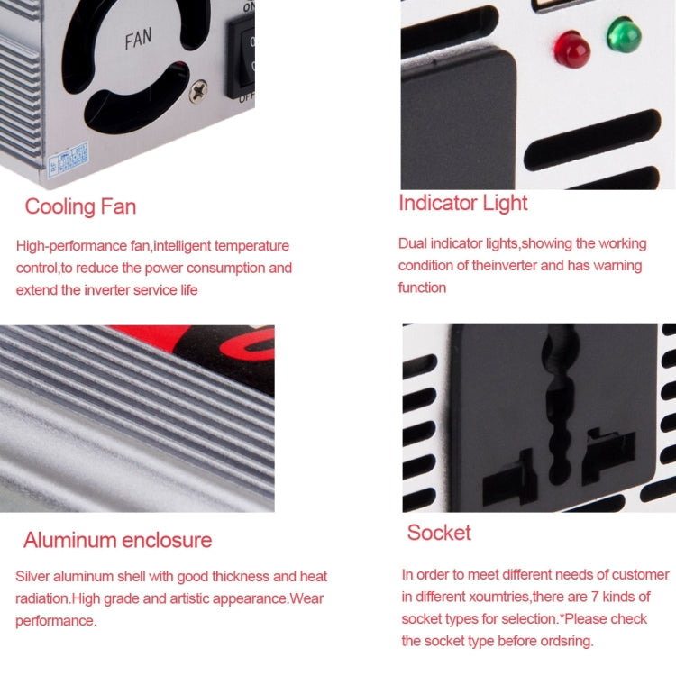 SUVPR DY-8109 500W DC 12V to AC 220V Car Power Inverter with 500mA USB Port & Universal Power Socket Eurekaonline