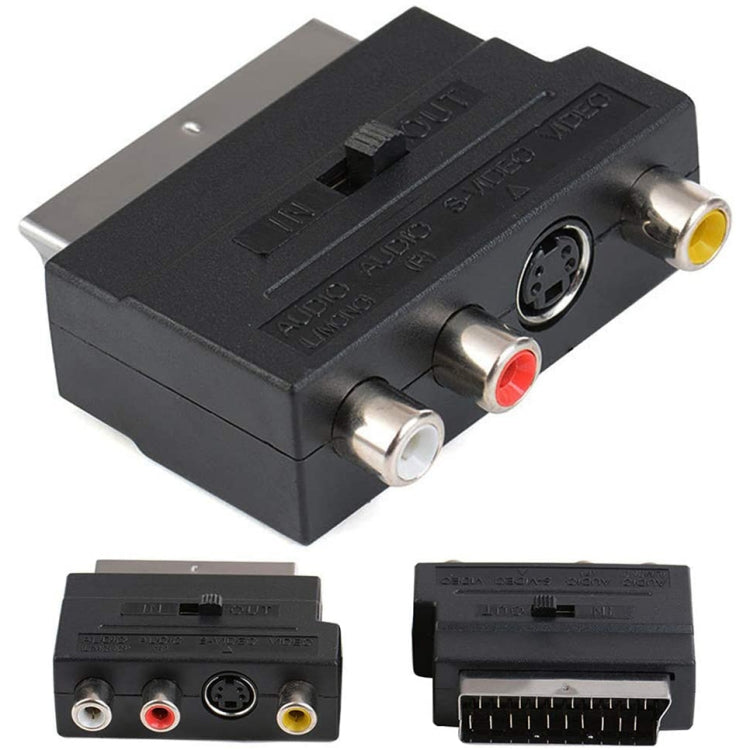Scart Male to Female with Composite AV + S-Video Sockets(Black) Eurekaonline