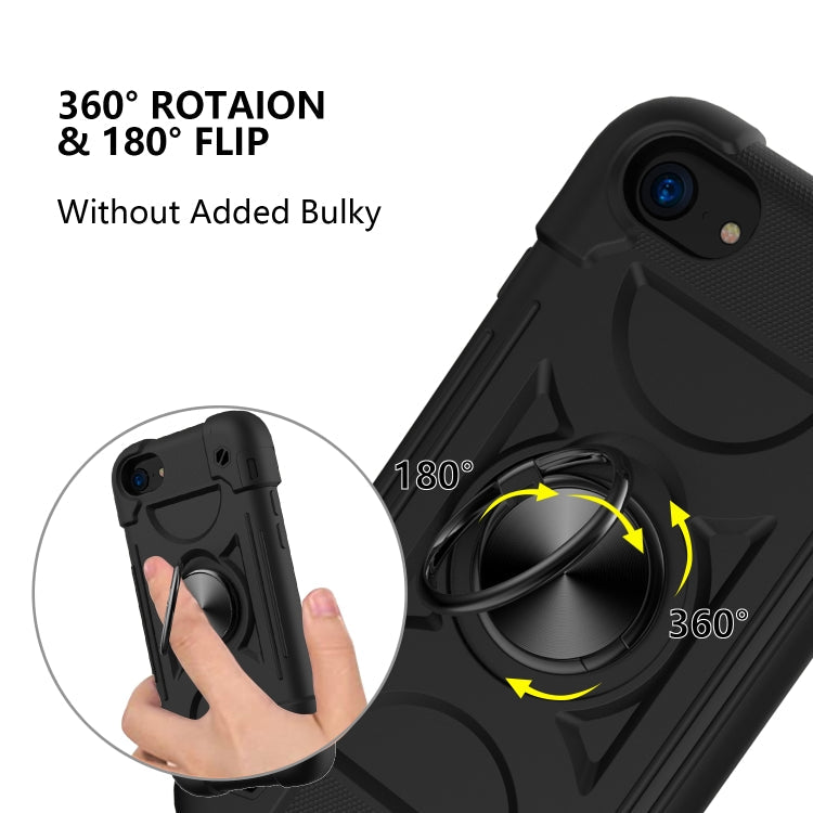 Shockproof Silicone + PC Protective Case with Dual-Ring Holder For iPhone 6/6s/7/8/SE 2022 / SE 2020(Black) Eurekaonline