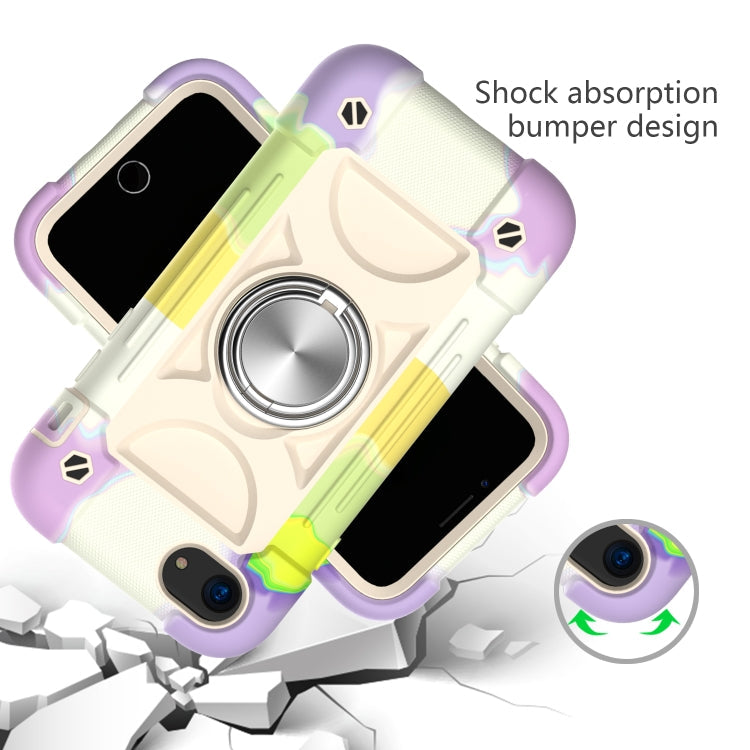 Shockproof Silicone + PC Protective Case with Dual-Ring Holder For iPhone 6/6s/7/8/SE 2022 / SE 2020(Colorful Beige) Eurekaonline