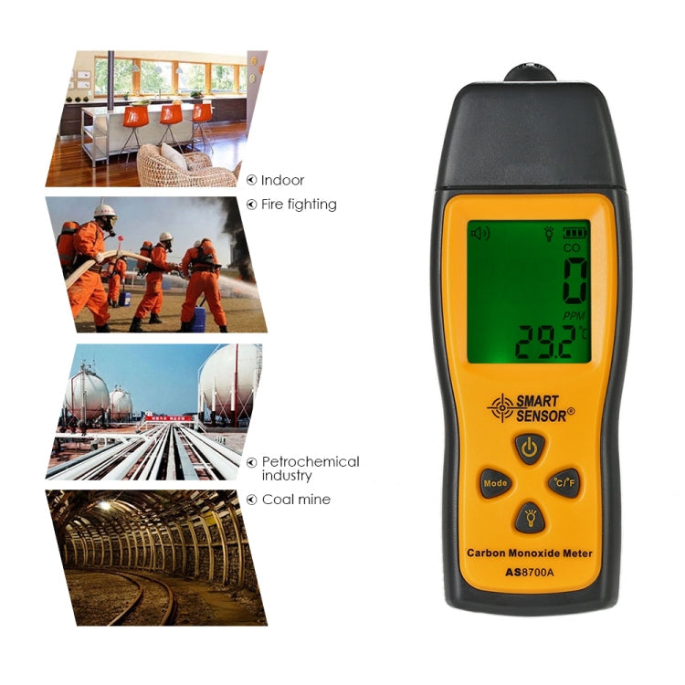 Smart Sensor AS8700A Handheld Carbon Monoxide Meter High Precision Digital CO Leak Detector Analyzer,  Sound  Light Alarm, Range: 0-1000ppm Eurekaonline