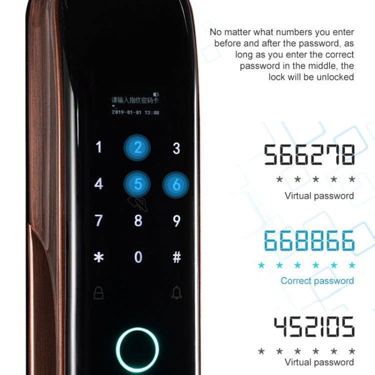 Smart Wifi Anti-Theft Fingerprint Password Lock Mobile Phone Remote Control Electronic Door Lock Magnetic Card Lock, Specification: SM-SL808 Automatic Black Eurekaonline