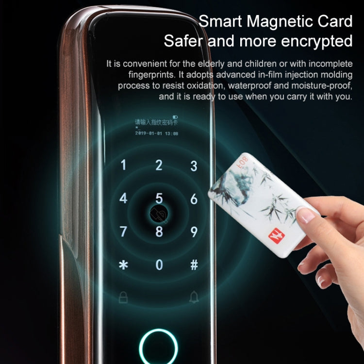 Smart Wifi Anti-Theft Fingerprint Password Lock Mobile Phone Remote Control Electronic Door Lock Magnetic Card Lock, Specification: SM-SL808 Automatic Black Eurekaonline