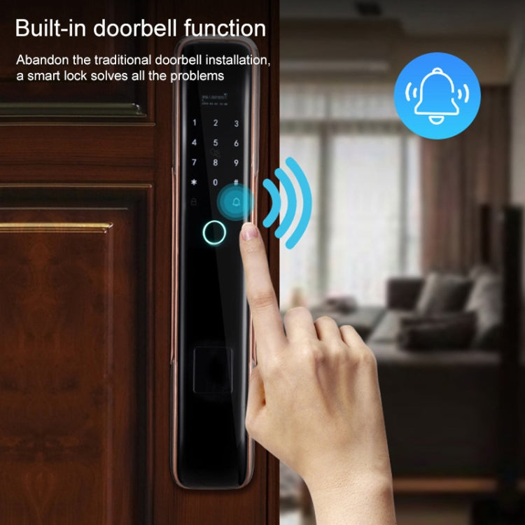 Smart Wifi Anti-Theft Fingerprint Password Lock Mobile Phone Remote Control Electronic Door Lock Magnetic Card Lock, Specification: SM-SL808 Automatic Bronze Eurekaonline