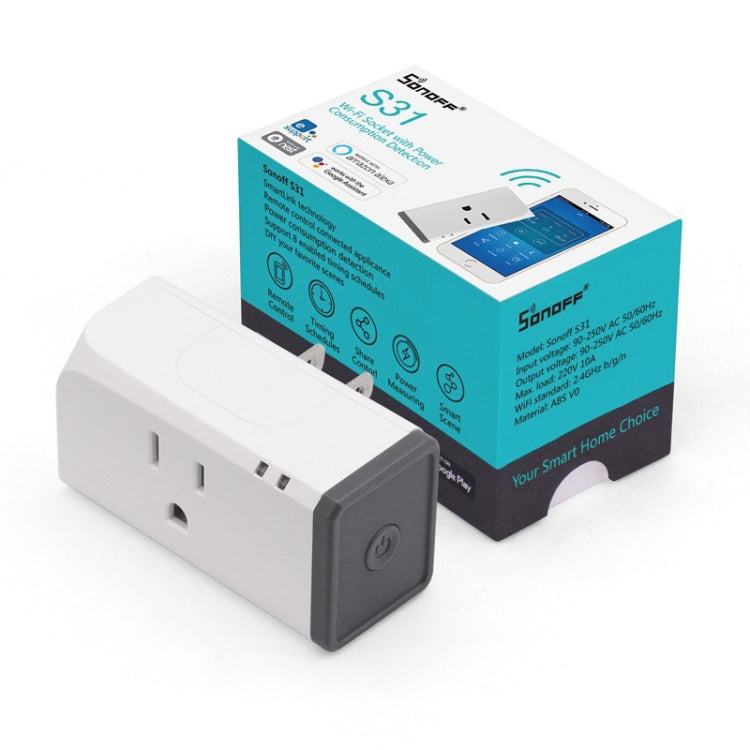 Sonoff S31 16A Phone APP Remote Timing & Power Energy Usage Monitor Mini WiFi Smart Socket Works with Alexa and Google Home, US Plug Eurekaonline