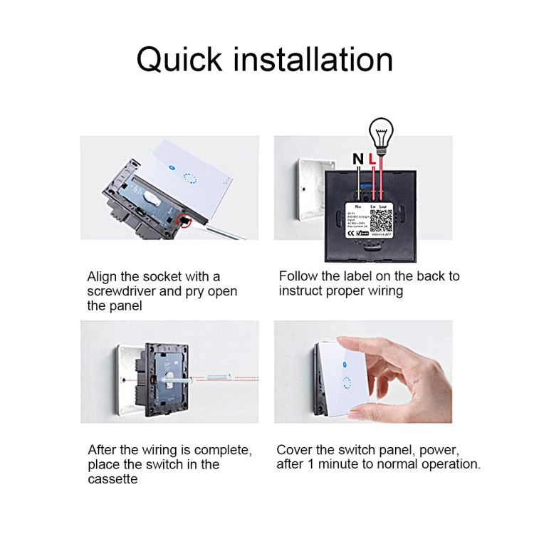 Sonoff  Touch 120mm 1 Gang Tempered Glass Panel Wall Switch Smart Home Light Touch Switch, Compatible with Alexa and Google Home, AC 90V-250V 400W 2A Eurekaonline