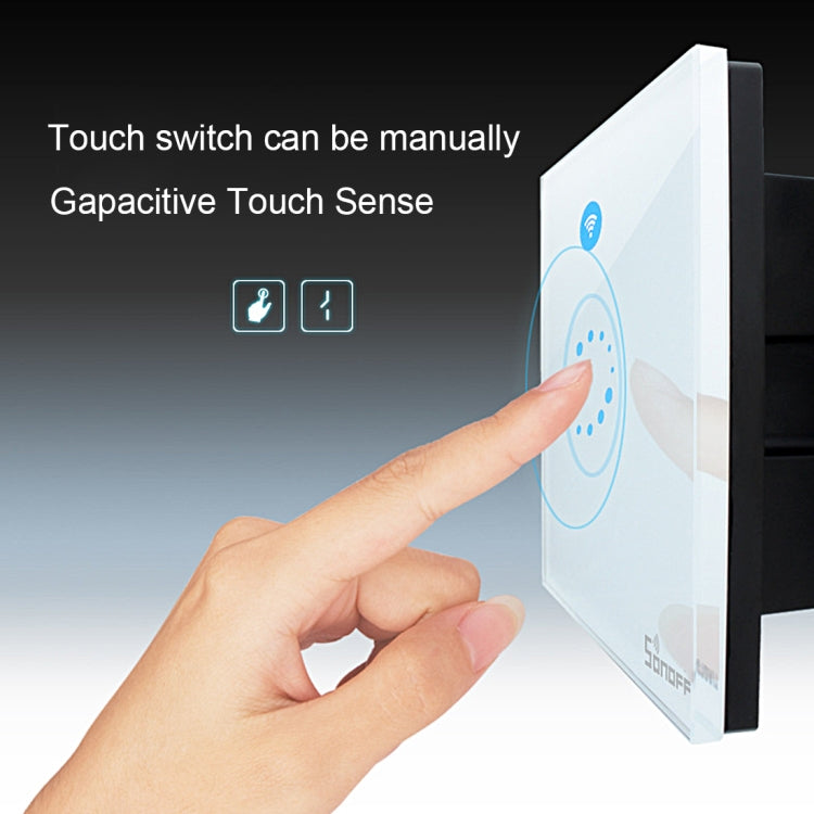 Sonoff  Touch 120mm 1 Gang Tempered Glass Panel Wall Switch Smart Home Light Touch Switch, Compatible with Alexa and Google Home, AC 90V-250V 400W 2A Eurekaonline