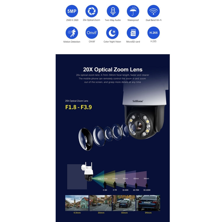 5G WiFi Waterproof AI Auto Tracking H.265 Video Surveillance, Plug Type:US Plug(White) Eurekaonline