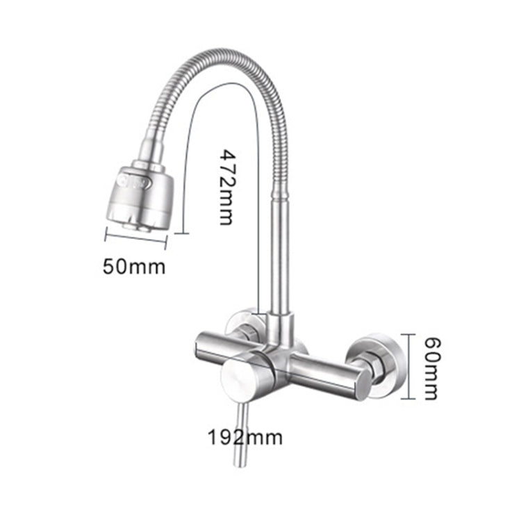 Stainless Steel Material Wall Mounted Kitchen Sink Mixer Faucet Free Rotation Hose Water Tap Eurekaonline