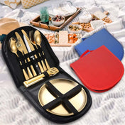 Stainless Steel Portable Cutlery Set Western Steak Knife Fork Spoon Set,Color: Blue Rose Gold Eurekaonline