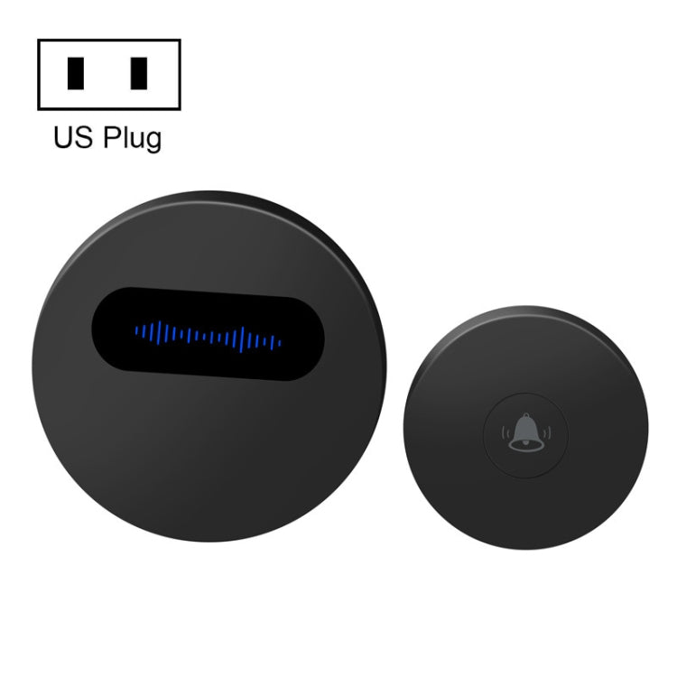 T10-1 1 For 1 Lighting Self-Power Generation Wireless Intelligent Doorbell(US Plug Black) Eurekaonline