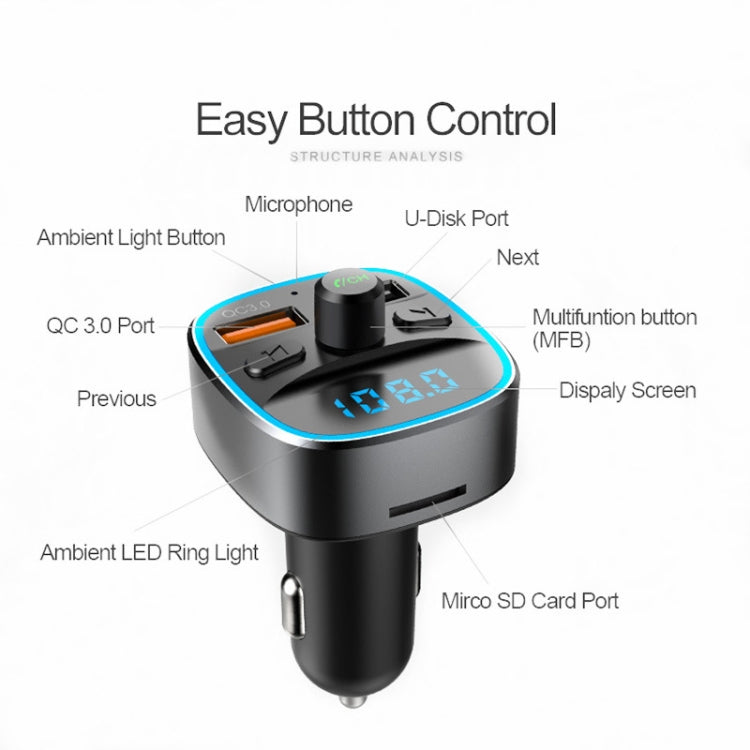 T25S Car MP3 Player Multi-function BT5.0 Dual USB Chargers Eurekaonline